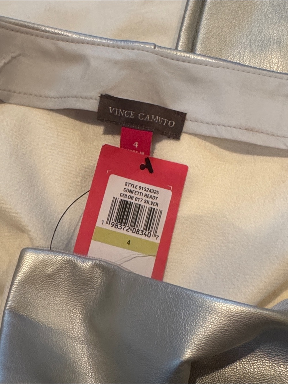 NWT Vince Camuto confetti ready silver pants size 4 - Picture 3 of 5